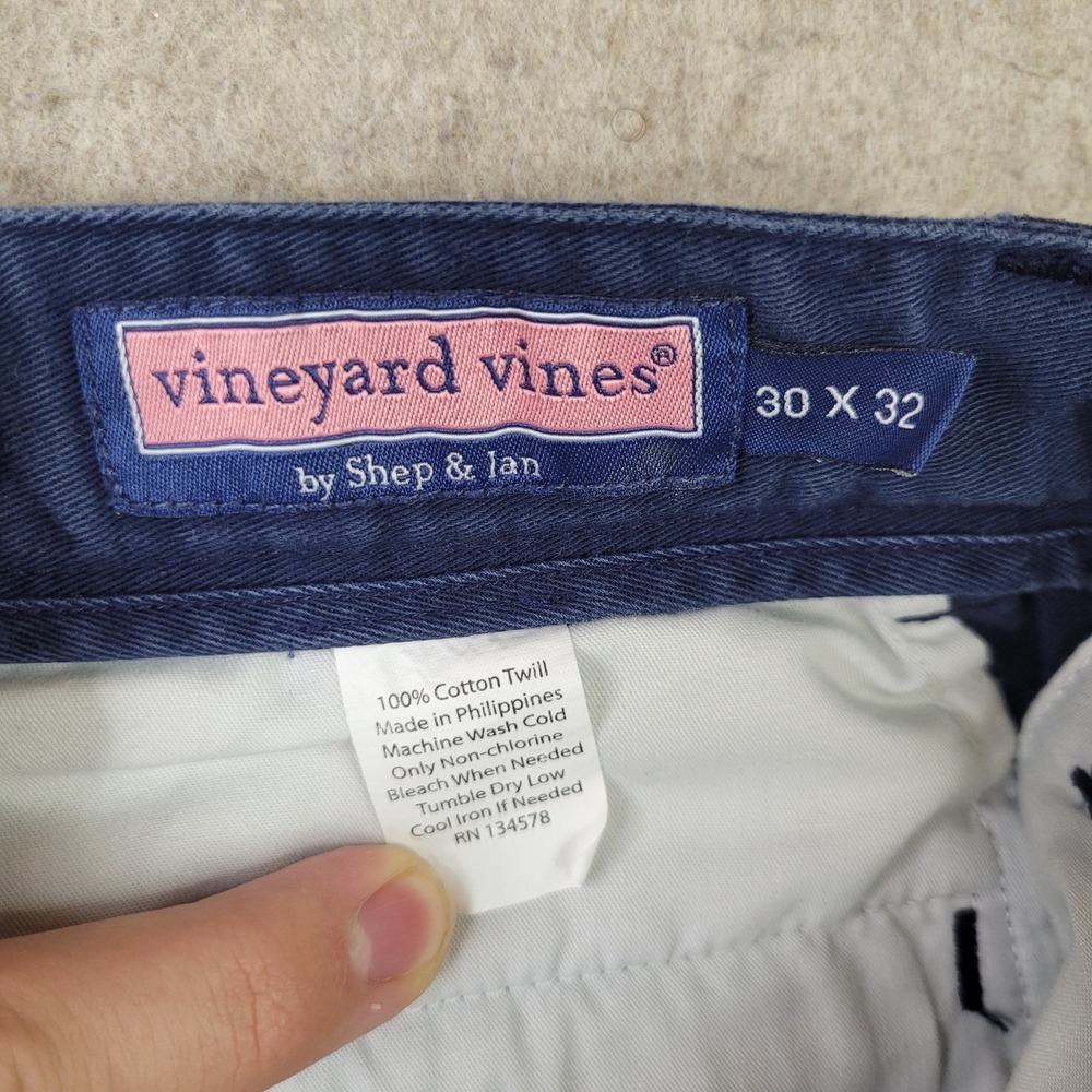 Vineyard Vines Club Chino Pants Mens 30x32 Blue Flat Front Whale Preppy - Picture 2 of 10